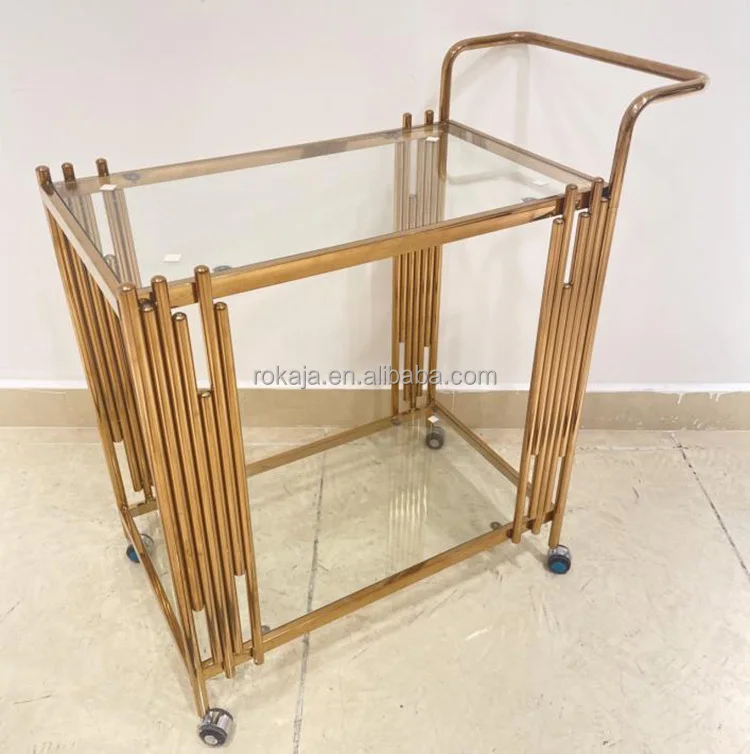 Hot Selling Hotel 3-Layer Commercial Tea Cart Luxury Stainless Steel Food Trolley Cart Wholesale India Wine Room Service Cart