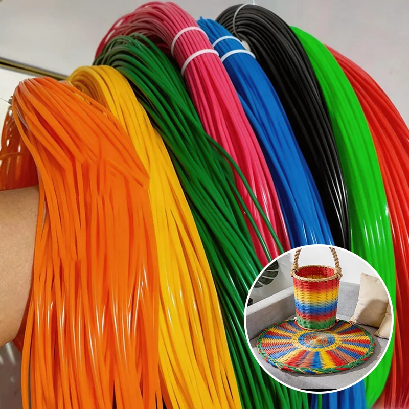 500g About 90 Meter PE Round Synthetic Rattan Weaving Material Plastic Knit for Handmade Furniture Repair Chair Table Basket