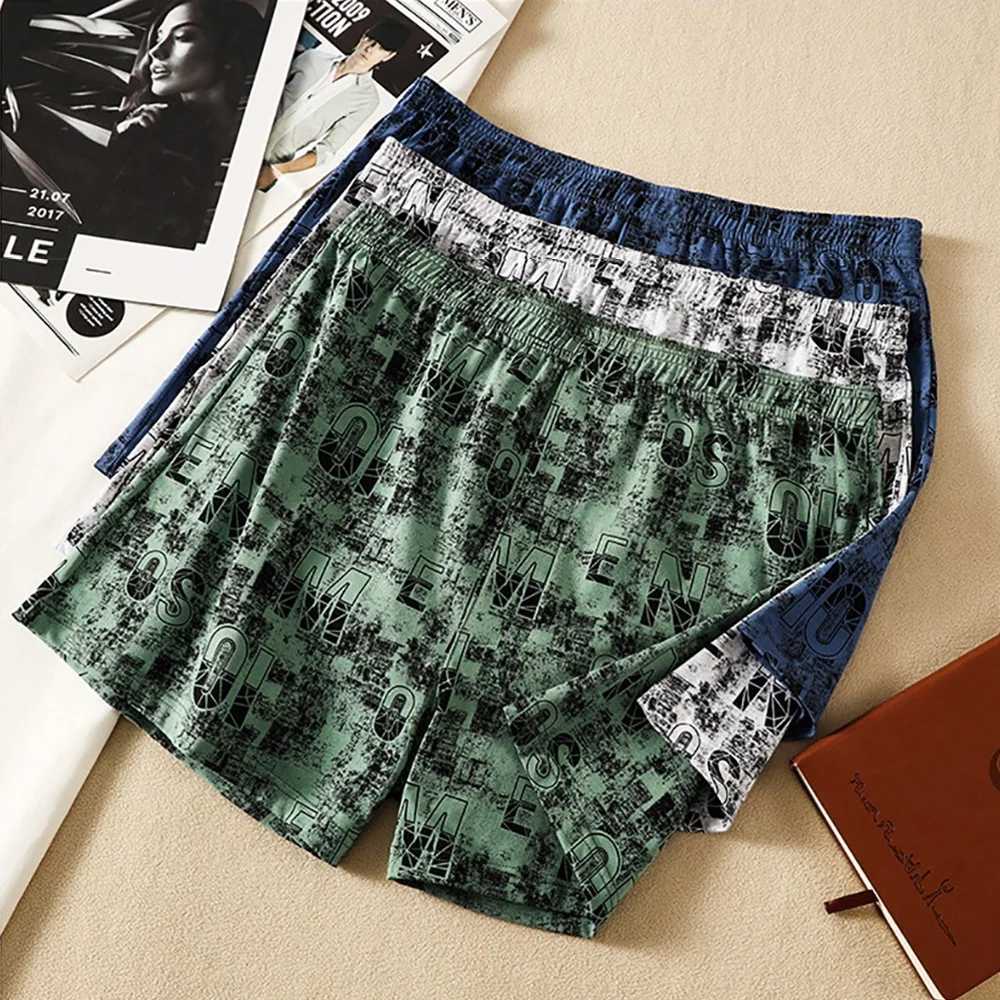 3 unids/pack de ropa interior higroscópica Alo transpirable de algodón para hombres, calzoncillos Boxer con estampado Retro de letras, bragas con cintura elástica alta