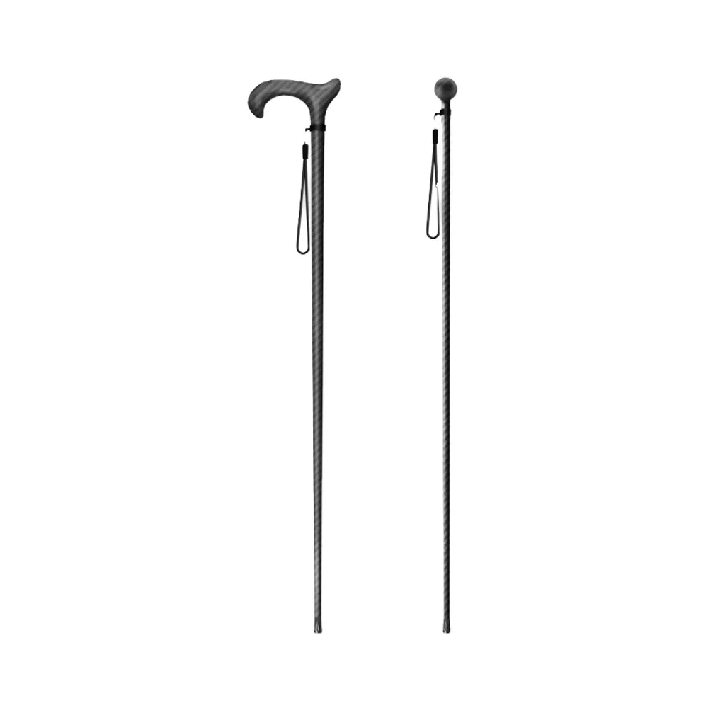 Carbon Fiber Trekking Crutches, Compact Non-Slip Cane, Ultralight Durable, Black, Elderly Portable, Outdoor Hiking Aid