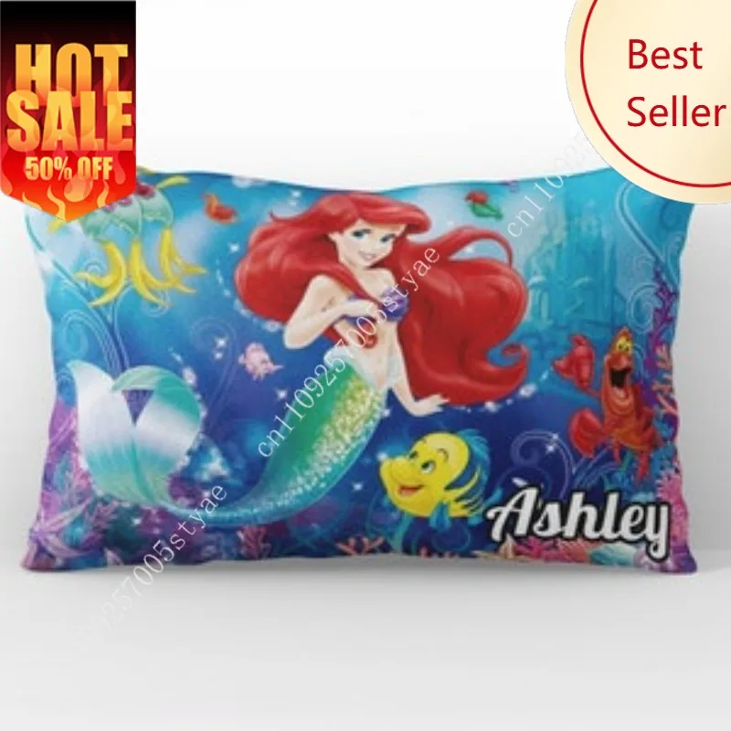 

Ariel Little Mermaid Pillowcase Disney Cartoon Pillow Case Soft Bed Decoration Child Party Boy Girl Gifts Custom Pillow Cover