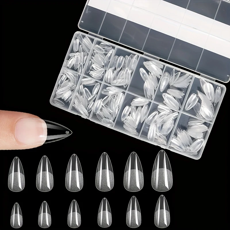 600 Pieces of Fake Nail Tips, Matte and Semi-Matte Effect, Almond French Coffin Shape, Stiletto Oval Square Shape, Thickened Fingertips at the Front image 5