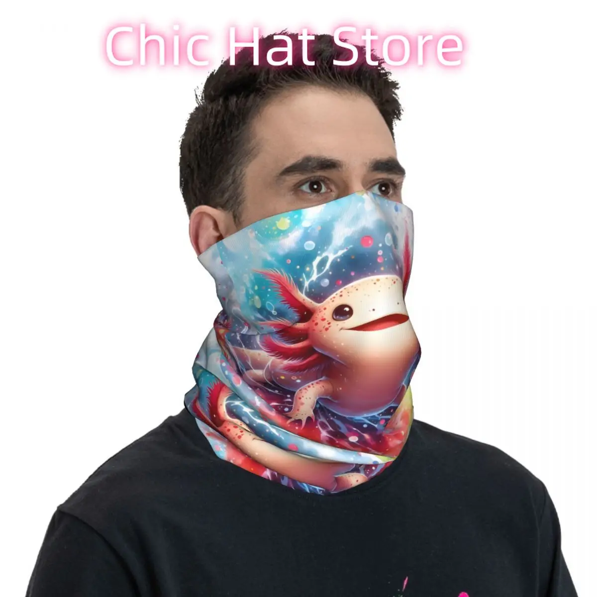 귀여운 아홀로틀 헤드밴드 넥 워머 남성용 스키 러닝 튜브 스카프 의료 간호사용 페이스 밴다나 게이터