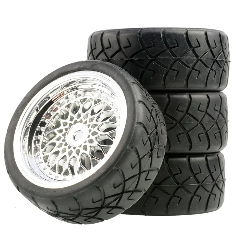 4PCS 65mm 1/10 Rubber Tire RC Racing Car Tires On Road Wheel Rim For HSP HPI RC Car Part Diameter 65mm Tires 94123-94122