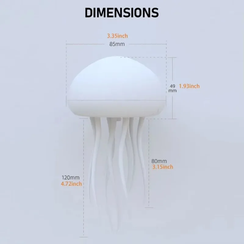 Cartoon Jellyfish Night Light RGB Gradient Jellyfish Bedside Lamp Voice Control Type-C Charging Jellyfish Sensor Light