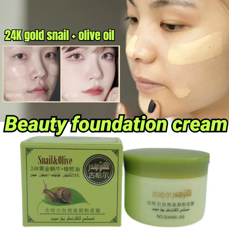 

24K Gold Snail + Olive Oil Liquid Foundation Natural Beauty Concealer Foundation Cream, Anti-sweat and Non-removing Makeup