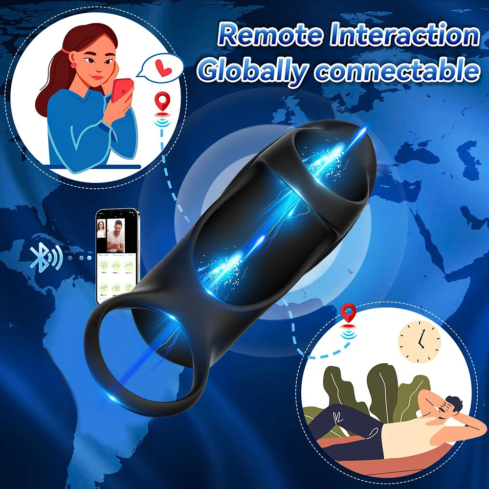 APP Afstandsbediening Cockring Vibrator Wearable Penis Sleeve Mannelijke Vibrerende Ringen Penis Vertraging Trainer Stimulator Volwassen Speeltjes