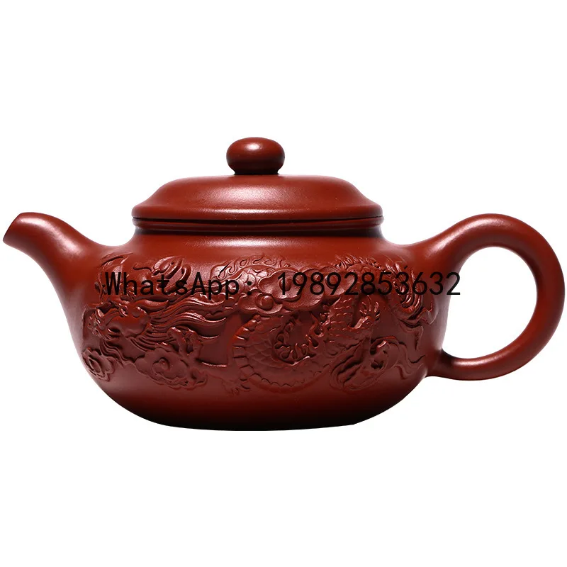 

PYJ genuine raw ore Dahongpao purple clay pot all handmade Shuanglong antique teapot tea set