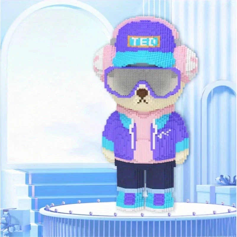 Ensemble de blocs de construction d'ours en peluche rock avec personnage de dessin animé de 6854 pièces, parfait pour les cadeaux d'anniversaire, la Saint-Valentin et les cadeaux de Noël