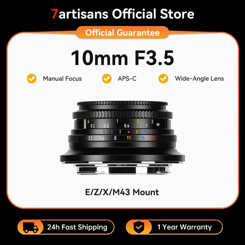 7artisanos 10mm F3.5 APS-C 108 °   Lente de enfoque fijo ultra gran angular para cámara Sony E Fujifilm XF Nikon Z Micro M4/3 Mount