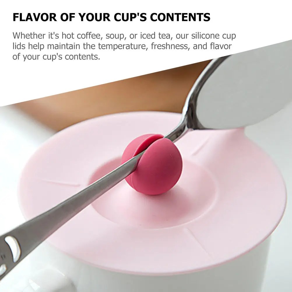 2Pcs Compact Lightweight Silicone Mug Lids Leakproof Cup Covers for Home Office Travel Maintain Flavor Heat Cold Multipurpose