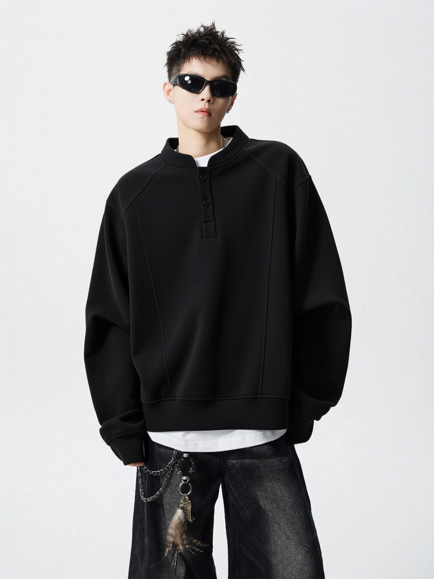 

Man Korean Style No Hat Hoodies Gray Neutral Cotton Simple Basic Relaxed-Fit Everyday Casual Comfortable Soft Plain Clean Pure