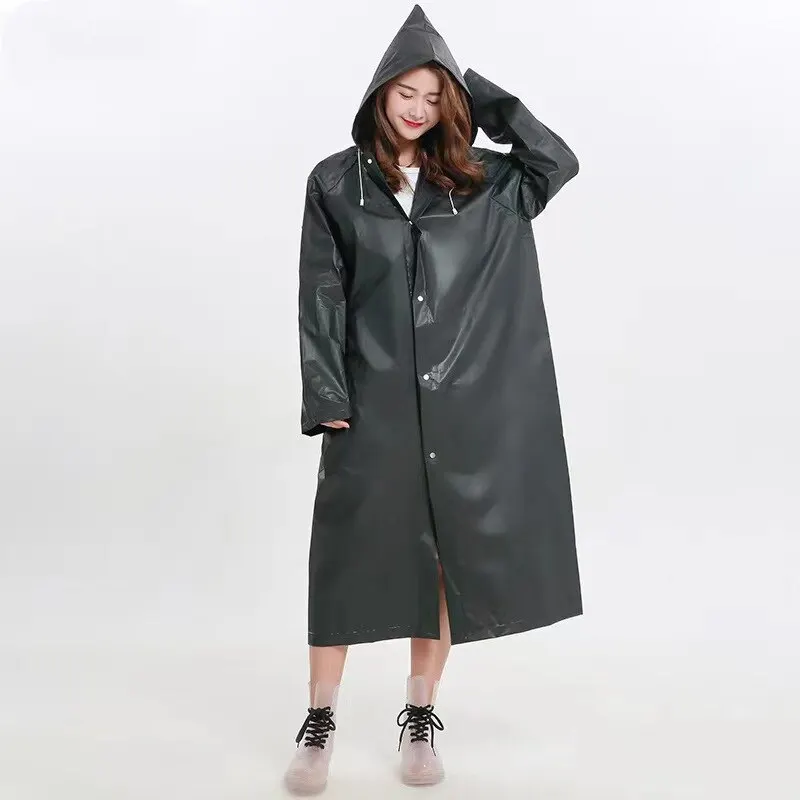 1PCS High Quality EVA Unisex Raincoat Thickened Waterproof Women Men Black Camping Waterproof Rainwear Suit