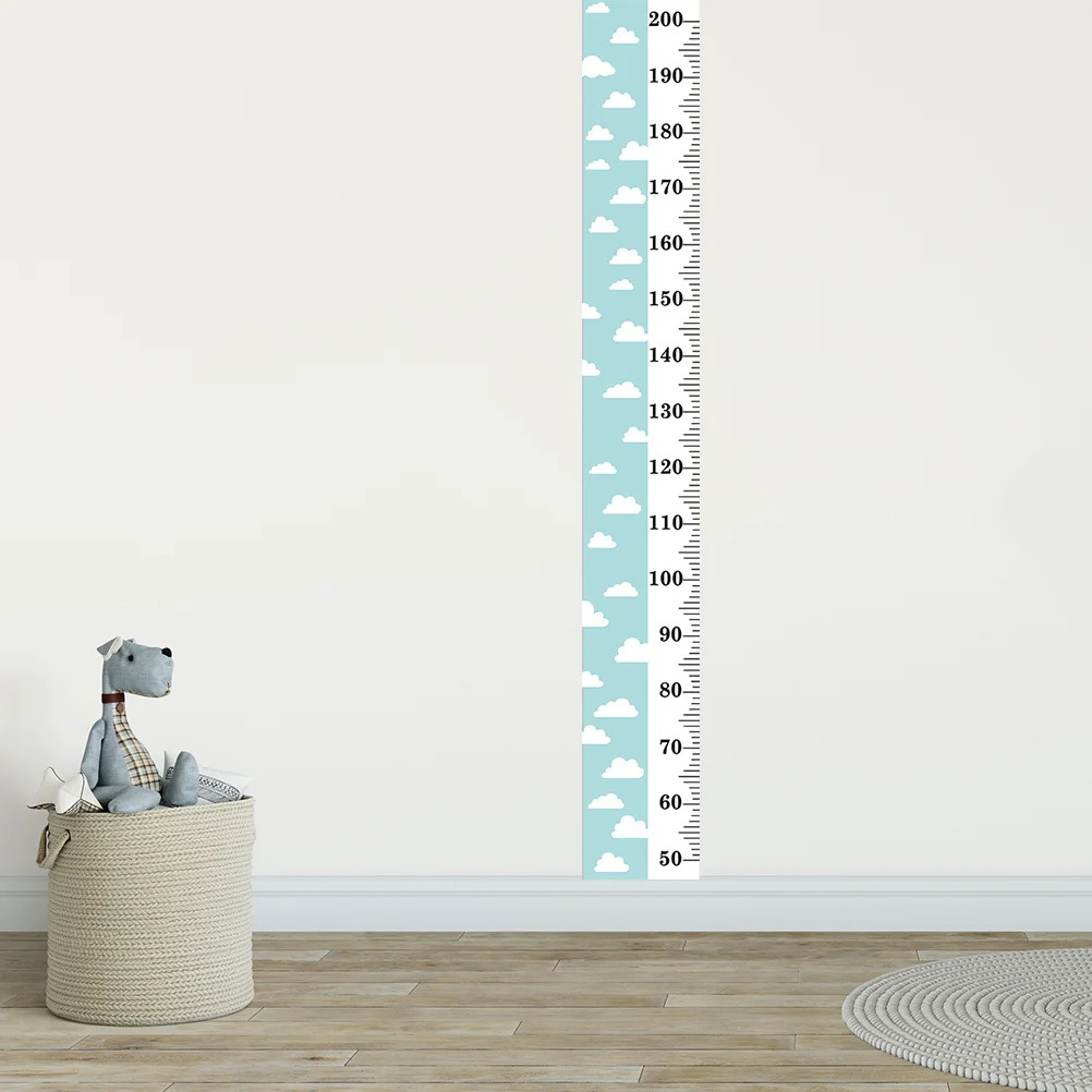 

Height Growth Chart Wall Ruler Baby Nursery Decor White -Blue Fun Cartoon Patterns Easy Hang Move Store