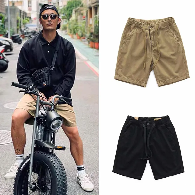 Pantalones cortos de trabajo para hombre, Shorts de longitud media, holgados, informales, japoneses, a la moda, Verano