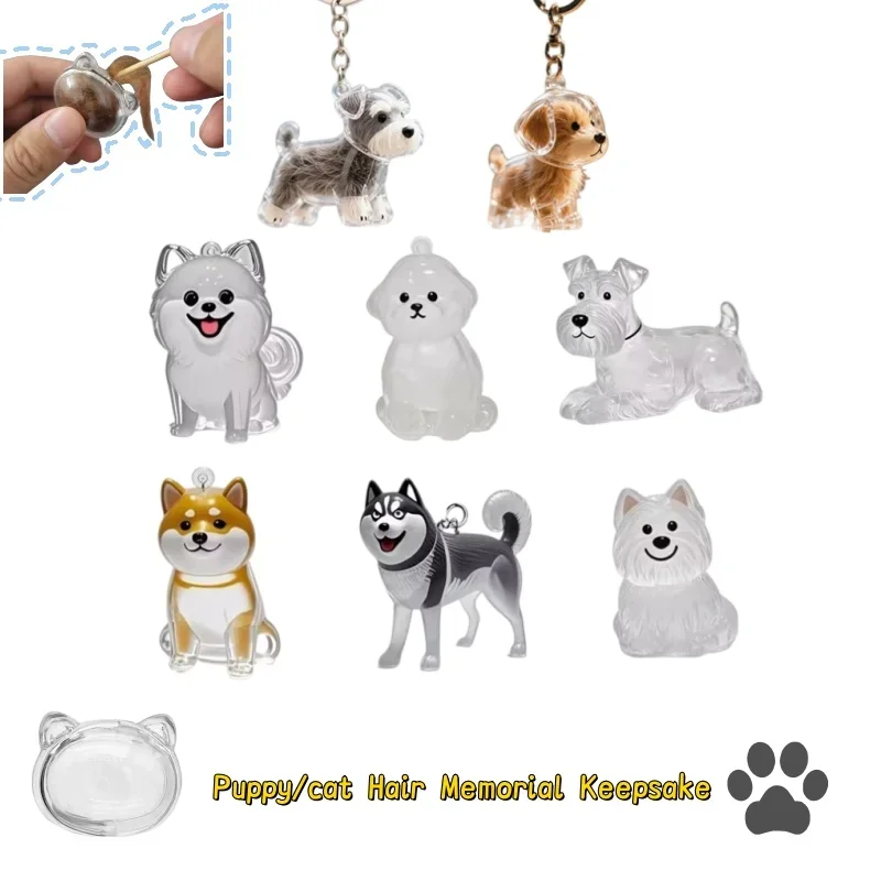 جرو/القط الشعر التذكاري تذكار كبسولة الحيوانات الأليفة الكلب/القط الفراء الحاويات الحيوانات الأليفة الشعر تخزين المفاتيح ديكور عشاق الحيوانات الأليفة الحيوانات الأليفة الهدايا التذكارية #1