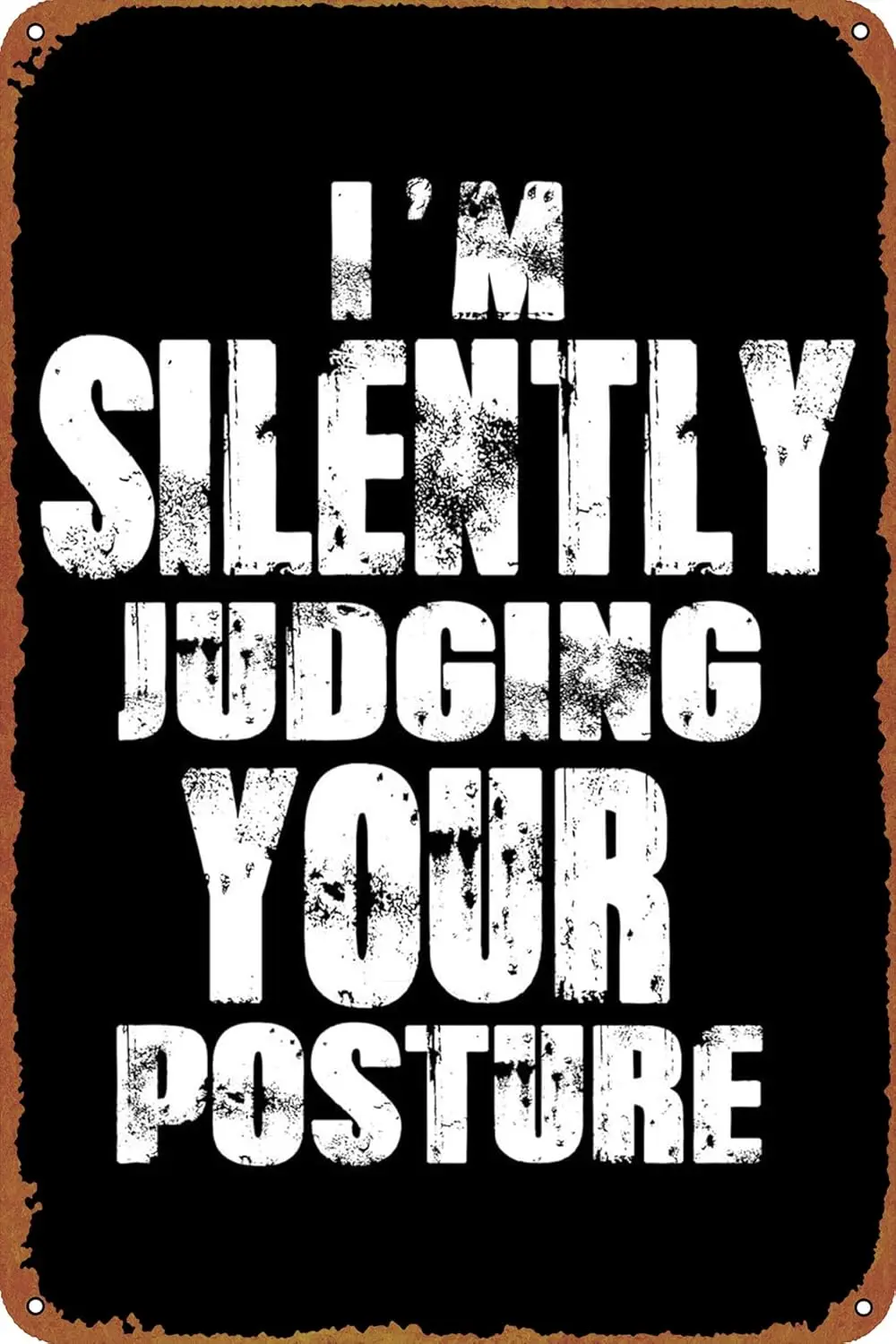 1p,Im Silently Judging Art Poster Metal Tin Logo Vintage Metal Poster Family Club Bar Cafe Bedroom Wall Decoration Gift  inches