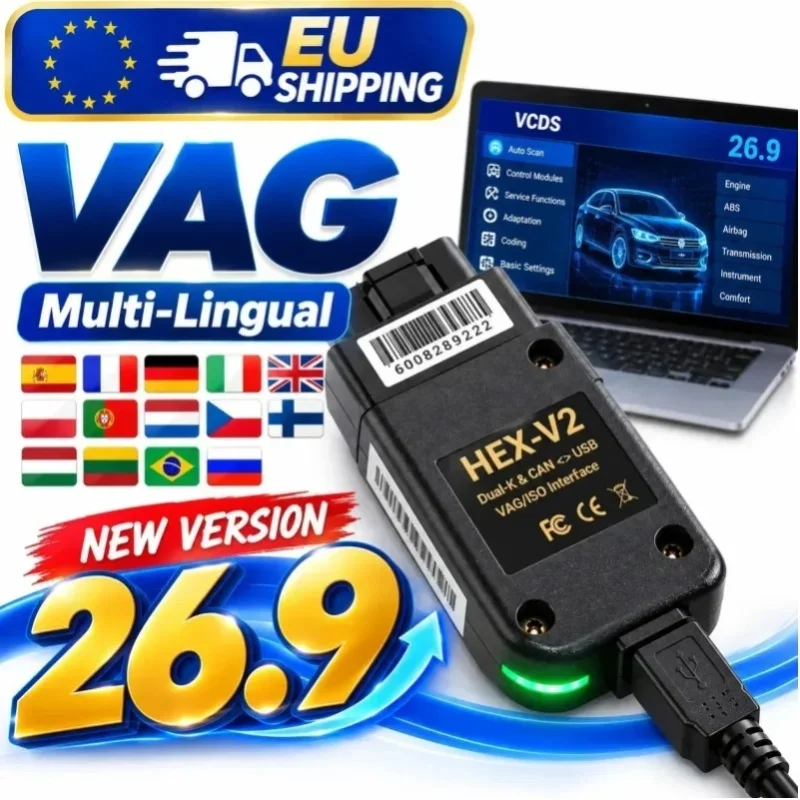 V26.9 Najnowsza wersja VCDS z nieograniczoną liczbą VIN, automatyczne kodowanie diagnostyczne VAG COM VAG HEX V2, interfejs sprzętowy do VW AUDI Skoda Seat Real V2 — 2