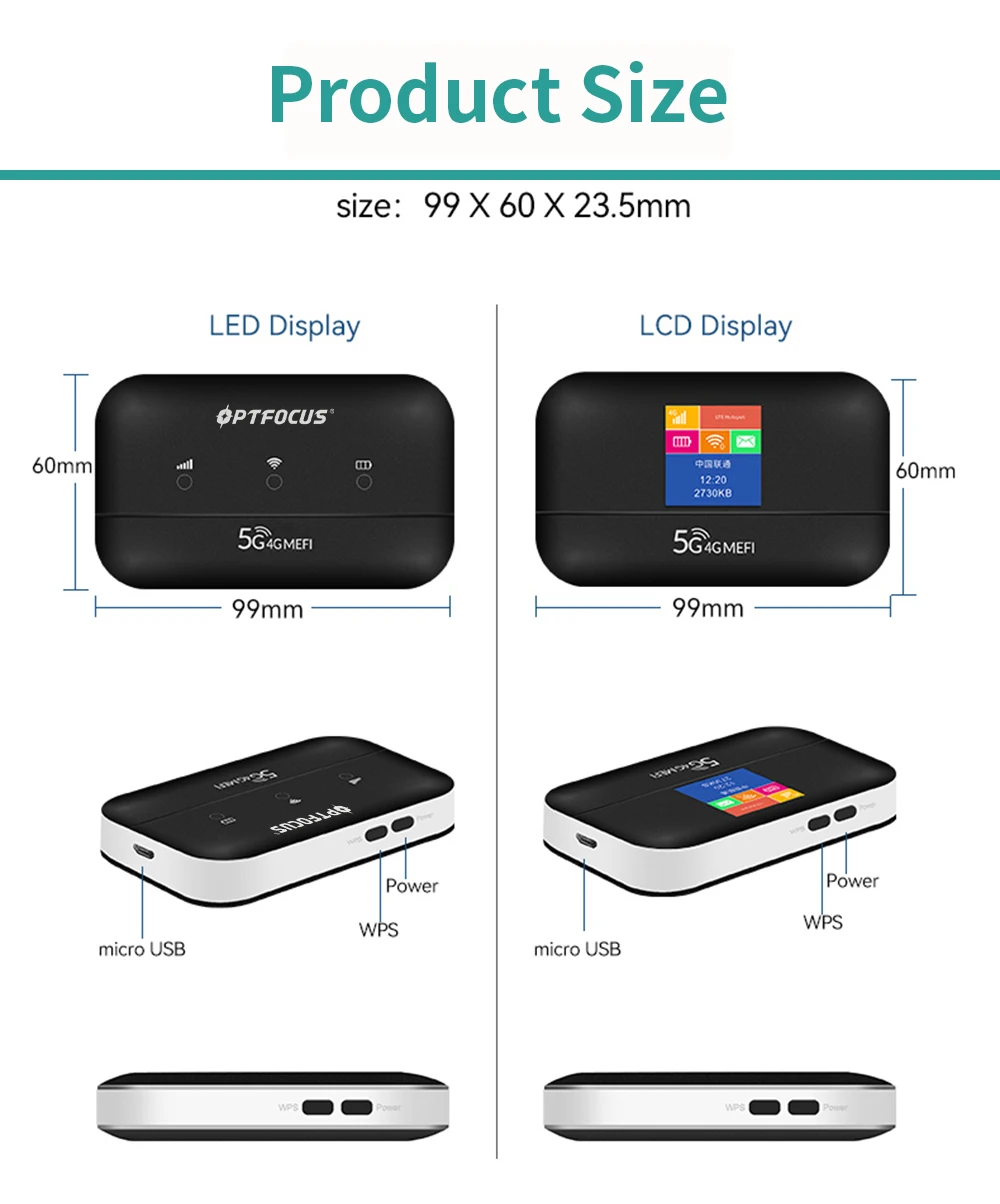 OPTFOCUS LCD display 4G 3G For EU Asia Brazil Wi fi Spot Portable with Battery Wifi Hotpot 4G Sim Card Mini Router