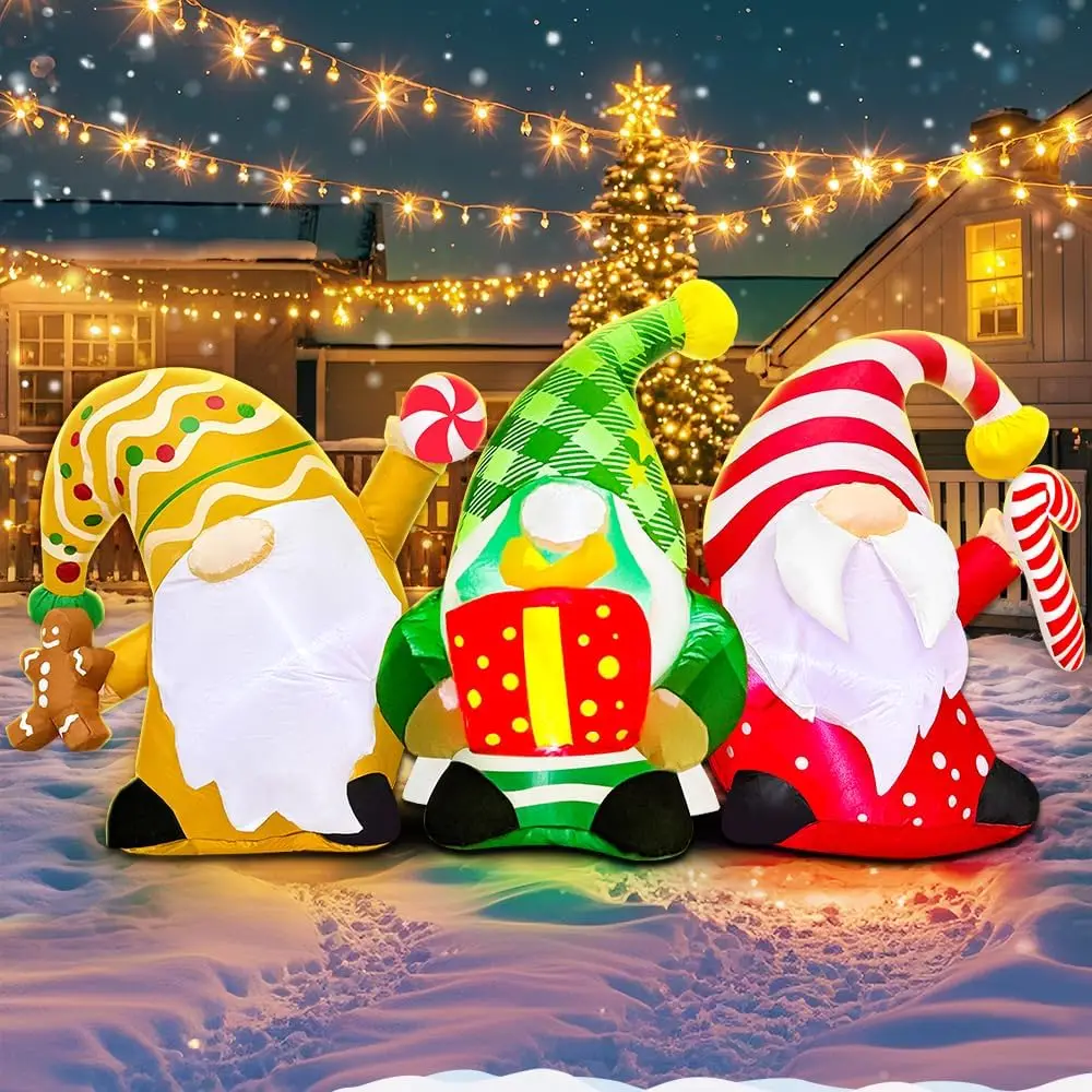 6FT Christmas Inflatables Outdoor Decorations Inflatable Christmas Gnomes Blow up Yard Decorations Built in LED Lights for Xmas