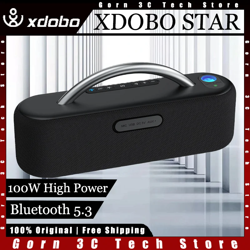 XDOBO STAR Беспроводной динамик Bluetooth 5,3 100 Вт Высокомощный сабвуфер Портативный высококачественный уличный индивидуальный динамик для кемпинга