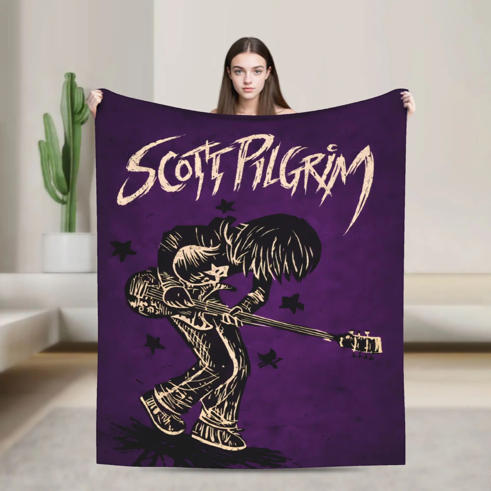 Scott Pilgrim Skull Art Soft Warm Blankets  Girls Boys Plush Throw Blanket Graphic Living Room Flannel Bedspread Sofa Bed Cover
