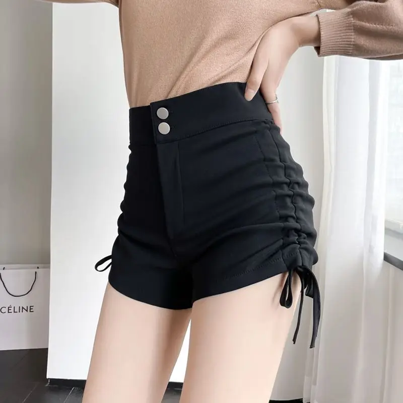 

Black Slim High Street Hot Pants Summer New High Waist Solid Bandage Solid Trend A-line Shorts Casual Fashion Women Clothing