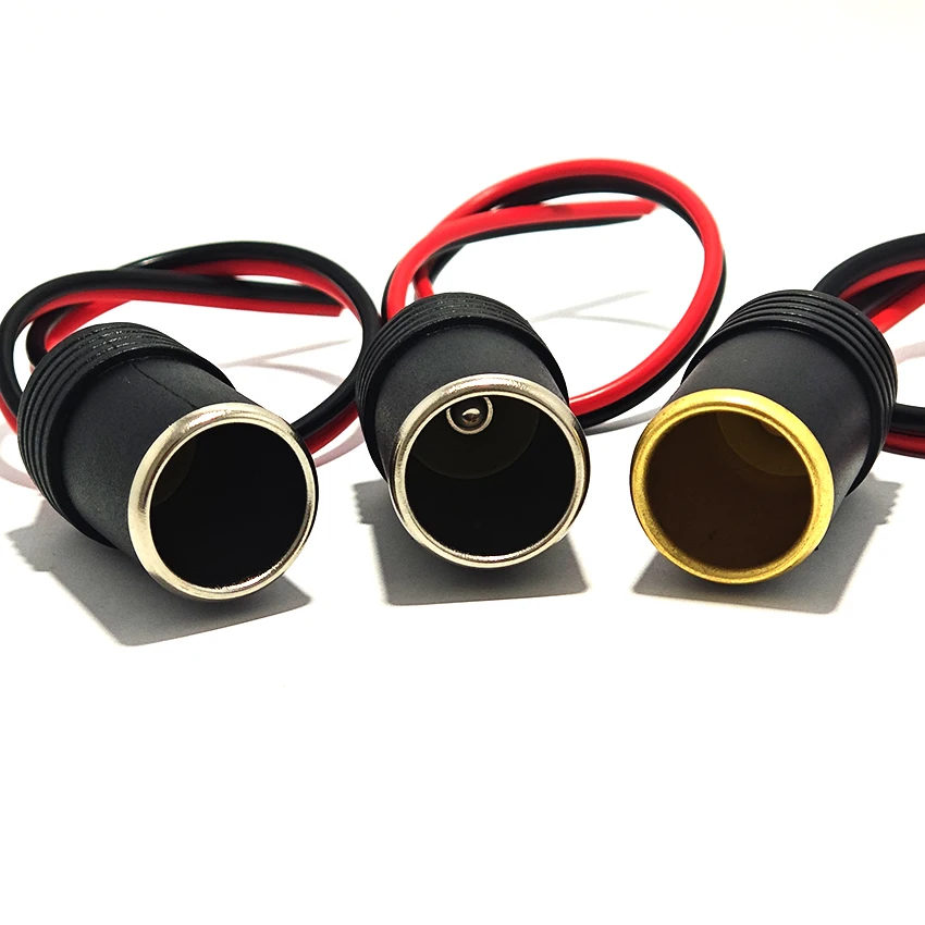 With 35cm Cable 12-24V Universal Car Cigarette Lighter Connector Adapter with Female Socket Plug 10A/15A/20A 1/1.5/2.5mm Square