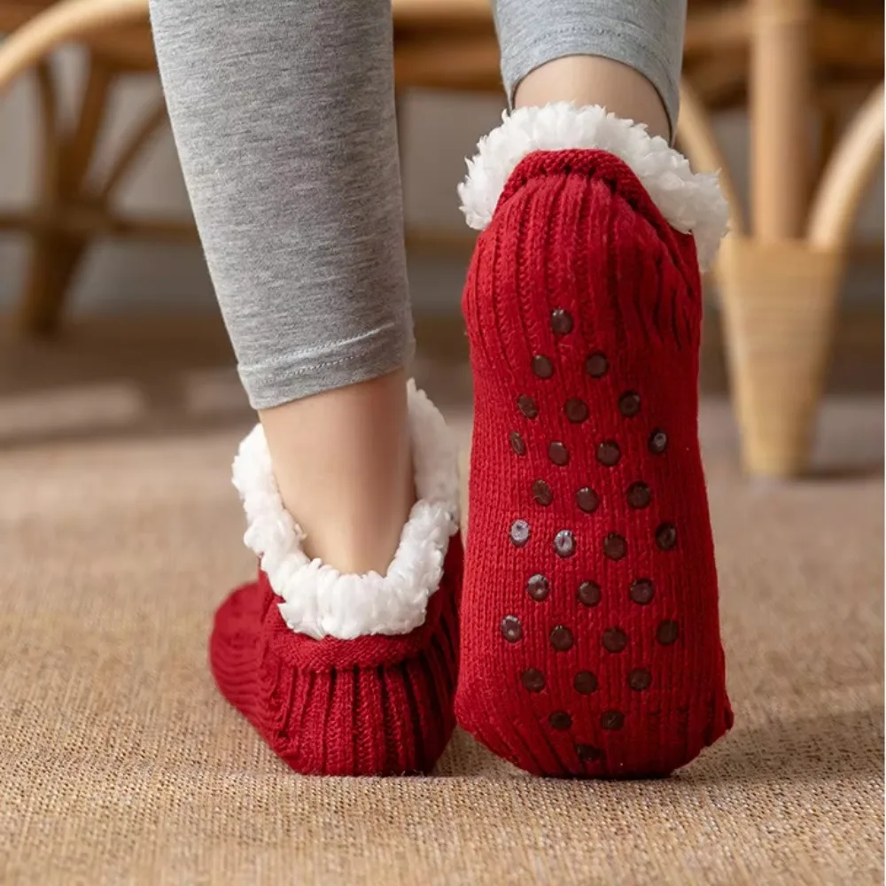 Anti-slip Super Warm Winter Bedroom Sleeping Socks Thicken Plush Knitted Socks Non-Scratch Sole for Women Men Home Lounge