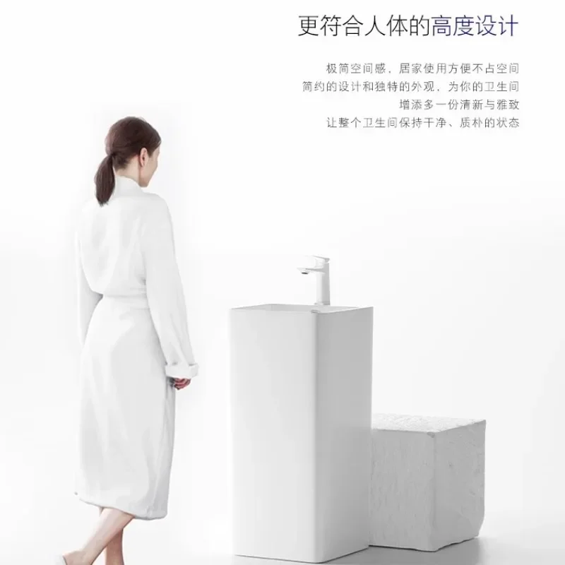 Balcony floor-to-ceiling washbasin Small apartment bathroom Color column washbasin Outdoor ceramic integrated column basin