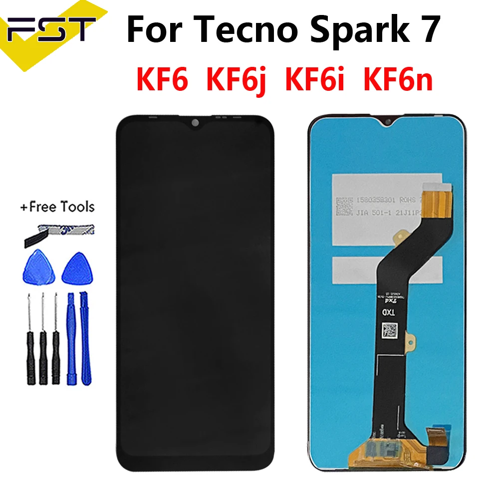 Original For Tecno Spark 7 Display KF6 KF6J KF6N KF6i KF6k LCD Touch Screen Digitizer Assembly For Tecno Spark7 Screen Repair