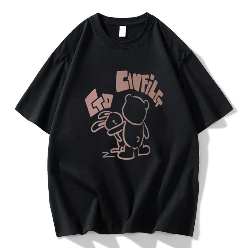 تي شيرت نسائي كاجوال بأكمام قصيرة ، أزياء هاراجاكو ، دببة مضحكة بسيطة ، حروف مطبوعة ، رقبة مستديرة ، صيف