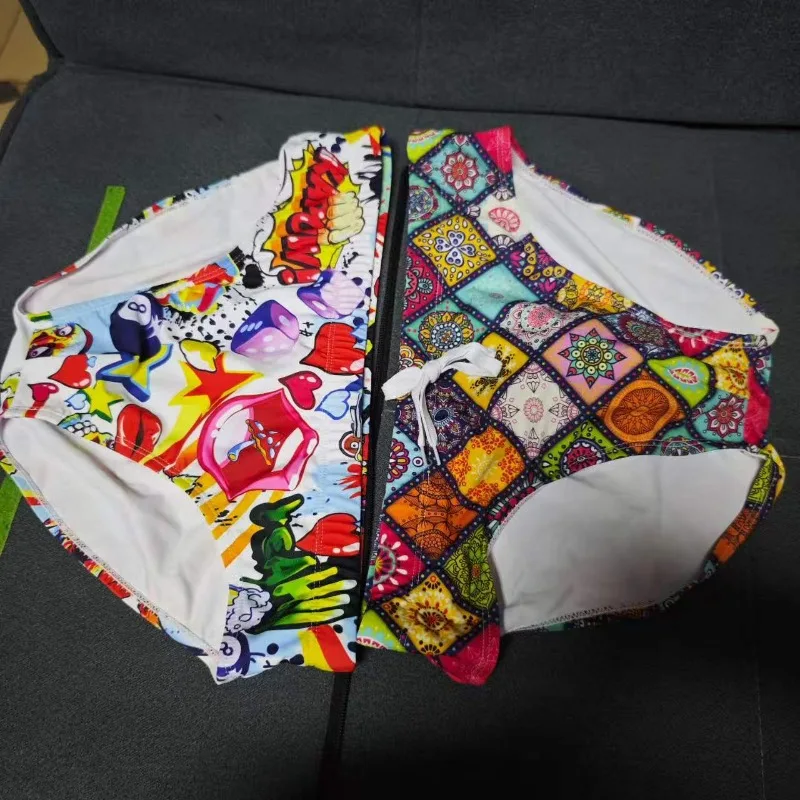 

2026 Color Fashion Combination Men's Seaside Beach Professional Swimming Trunks Fashion Drawstring UXH085