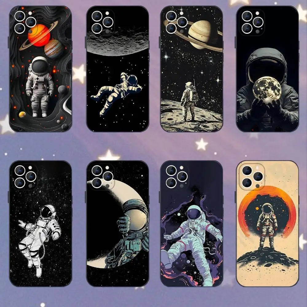 

Astronaut Space Phone Case For iPhone 16,15,14,13,12,11,Mini,Pro,SE,MAX White Matte Shockproof Cover