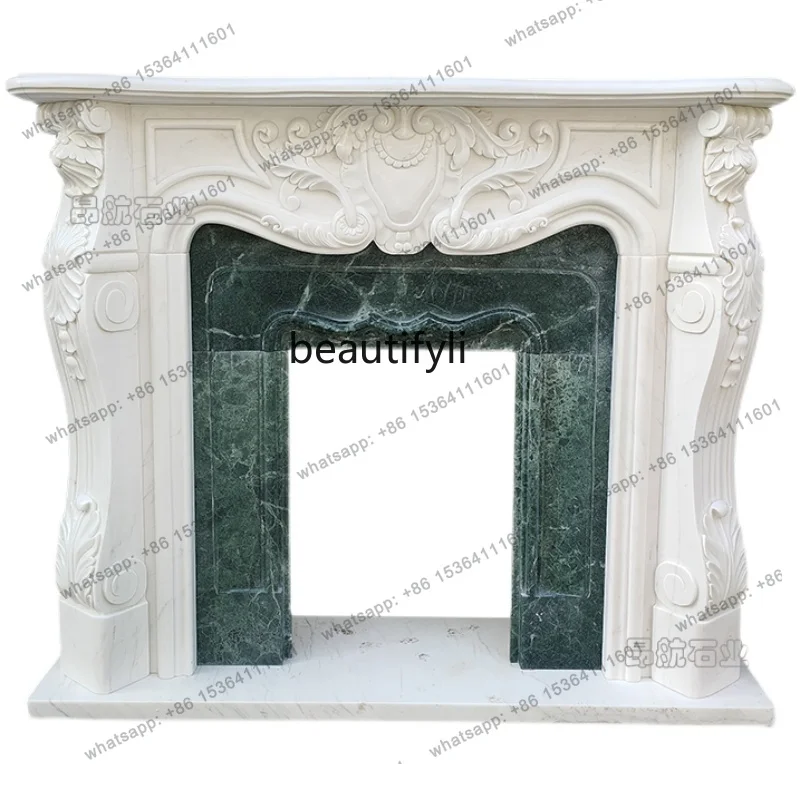 

Marble fireplace stone carving European white marble relief background decorative cabinet fireplace rack