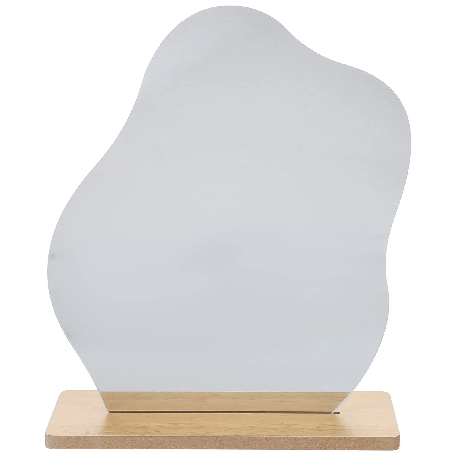 1Set Acryl Wolke Form Make-Up Mit Holz Ständer Desktop Dekor Für Schlafzimmer Badezimmer Büro Tisch Eitelkeit Spiegel Dekorative
