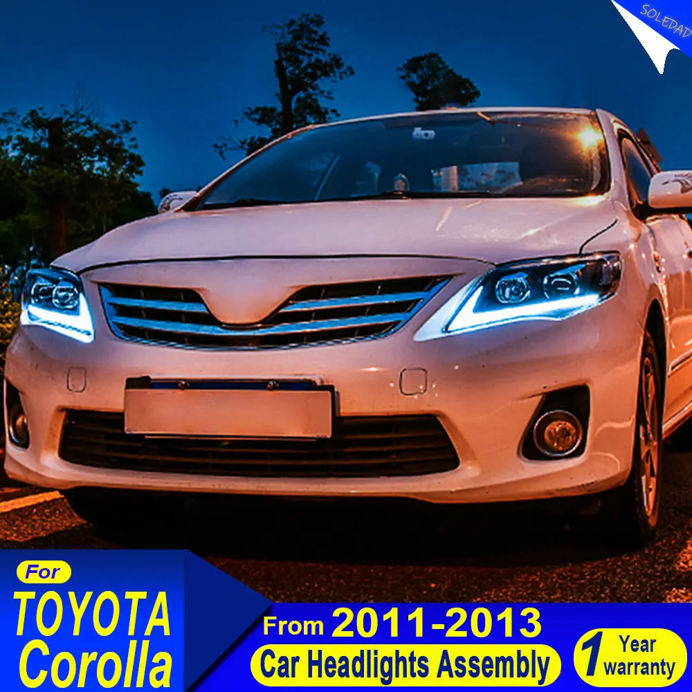 Car LED Headlight Assembly For Toyota Corolla 2011-2013 Dynamic Streamer Turn Signal Indicator Head Lamp Daytime Running Light