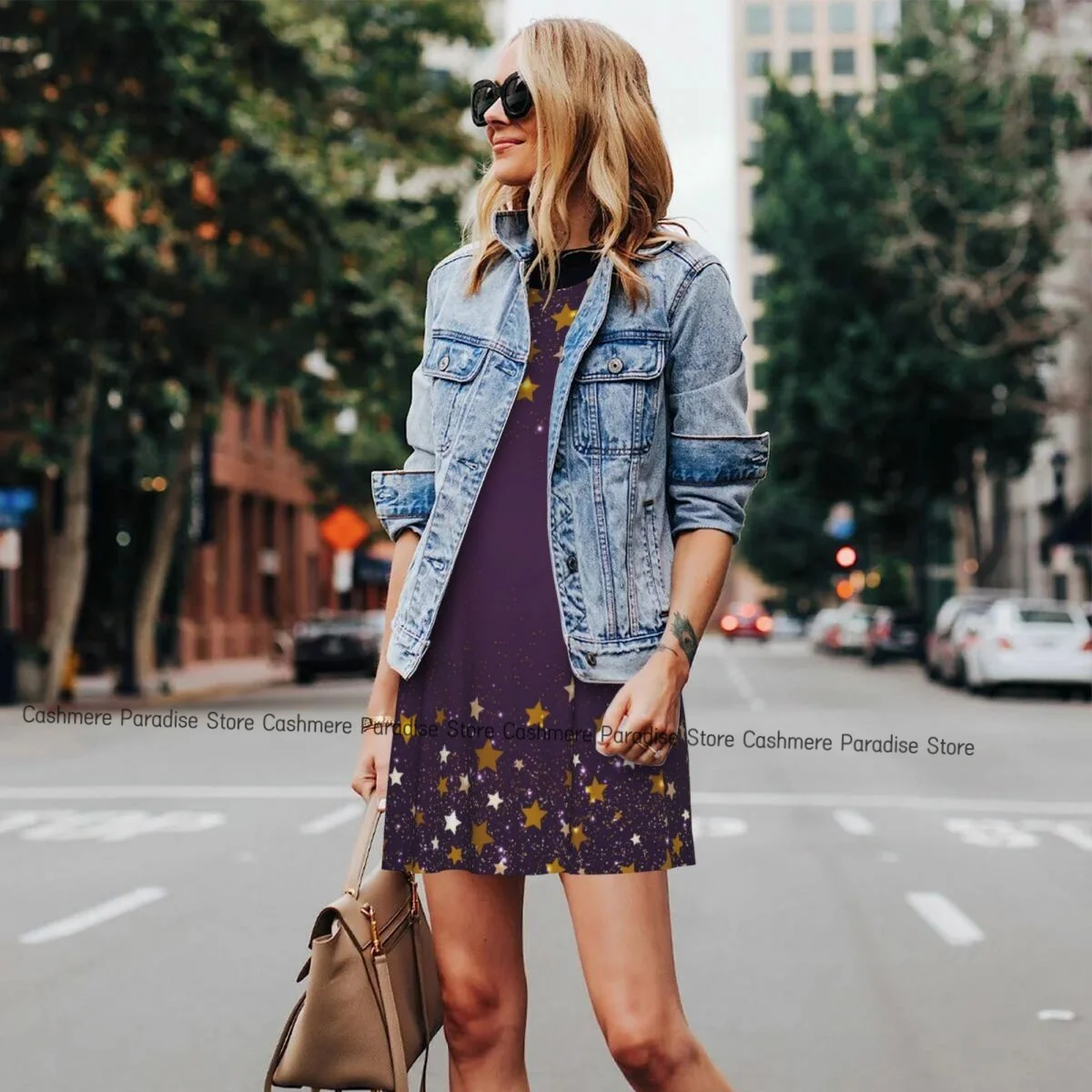 Robe femme étoiles été t-shirt décontracté robes plage couvrir robe débardeur