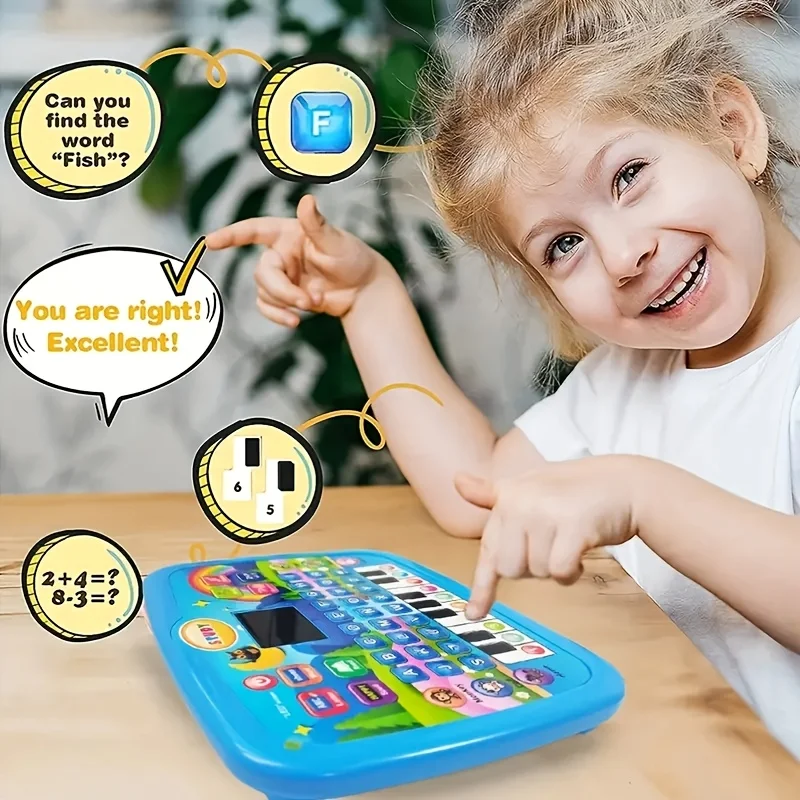 كمبيوتر تعلم تفاعلي للأطفال، لعبة لوحة تعليمية مع لوحة مفاتيح البيانو، التعرف على الحروف والكلمات، الموسيقى، تعلم ABC #4