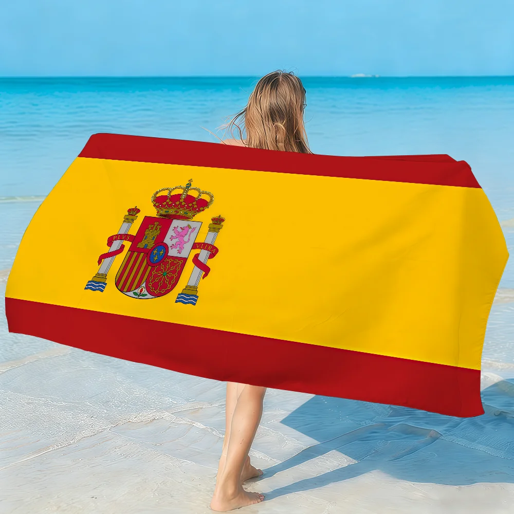 Flag of Espana Spainish Spain Towel Soft Lightweight Anti-Sand Large Beach Towel Quick-Drying Bath Sports Family