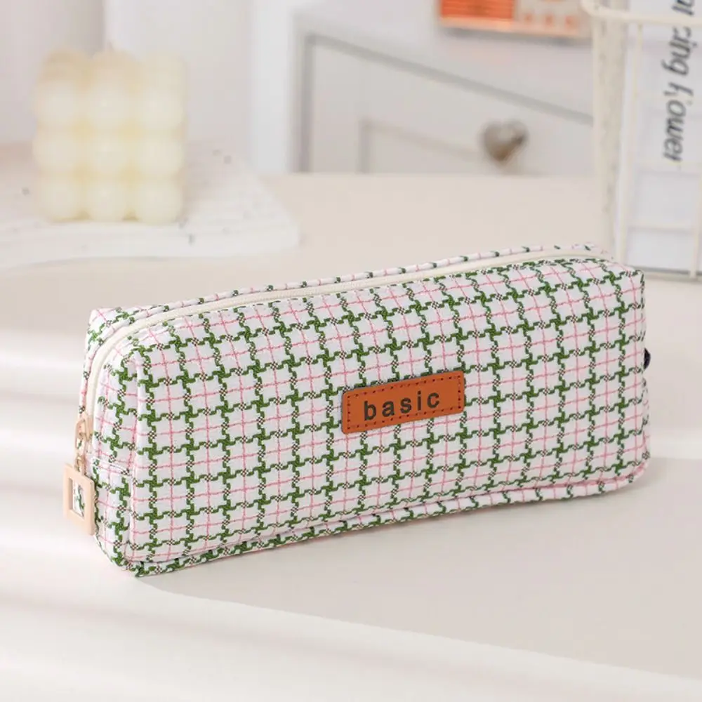 Durable Kawaii Woven Pencil Case INS Simplicity Scratch-proof Cosmetic Storage Bag Large Capacity Dopamine Pen Bag Girls