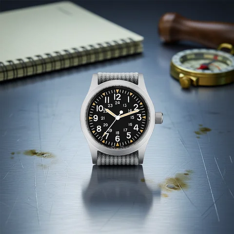 Militado ML05 38mm Military Watch Miyota 2035 Movement Domed Sapphire Crystal C3 Green Luminous 10Bar Waterproof Vintage Watches