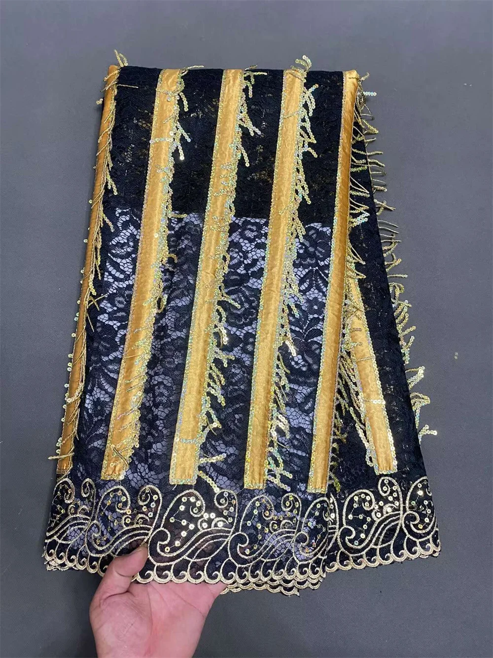 New French Bridal Lace Fabric 2025 African Purple Embroidered Tassel Chiffon Tulle Lace Popular For Weeding Party Design Hm15-1