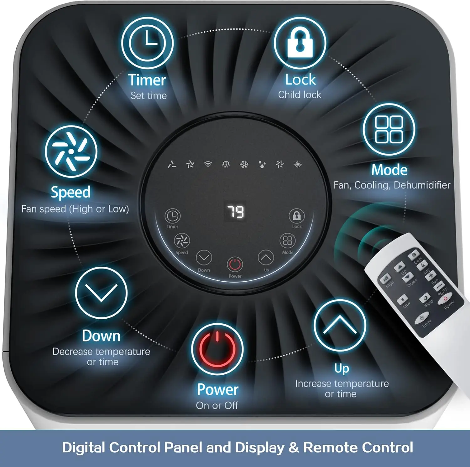 Ar Condicionado Portátil AC com Controle Remoto, Ar Condicionado de 10.000 BTU, Ar Condicionado 3 em 1 para Quarto com 450 pés quadrados