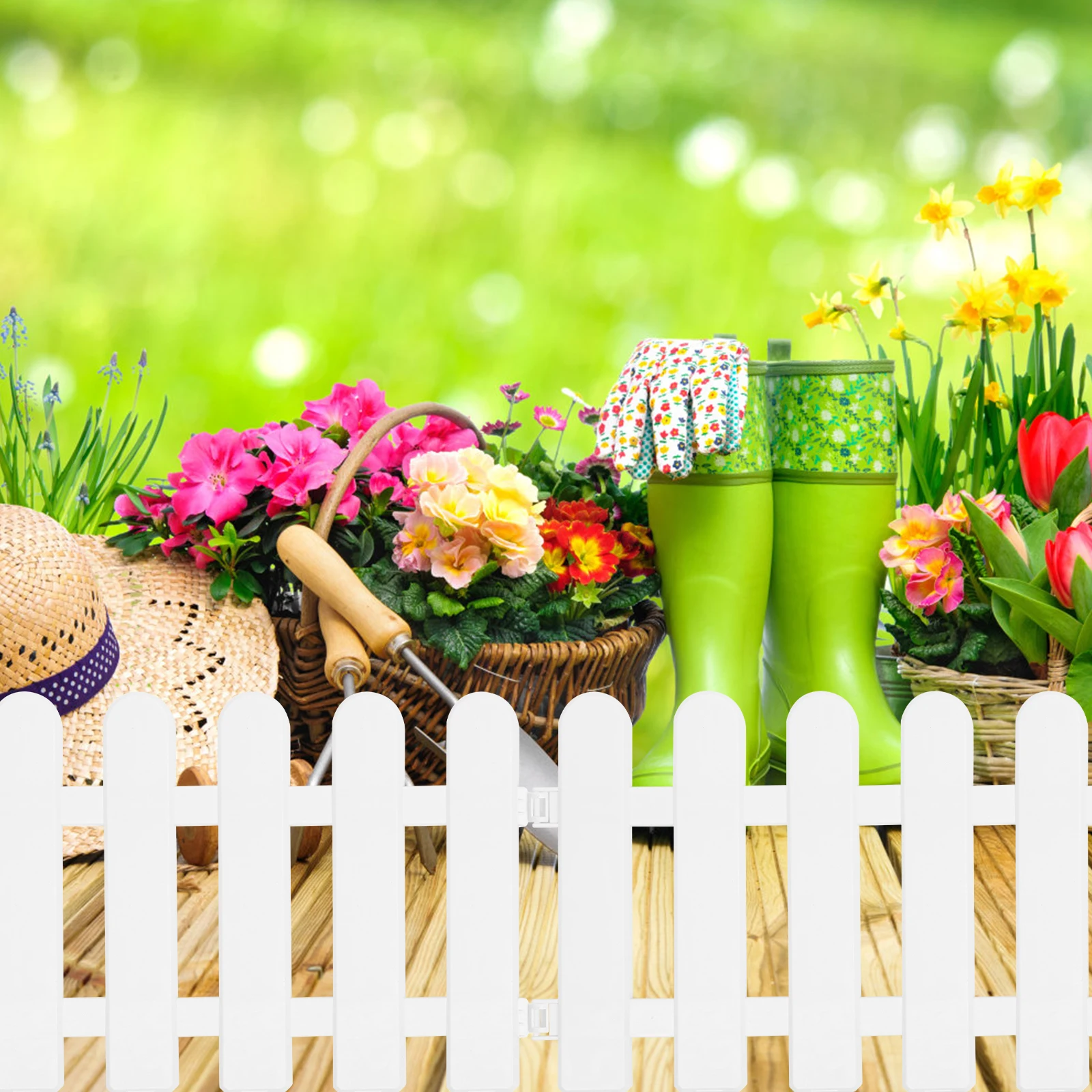 

5Pcs Decorative Small Fence White PVC Flexible Garden Border Courtyard Flower Bed Vegetable Garden Enclosure Outdoor Indoor