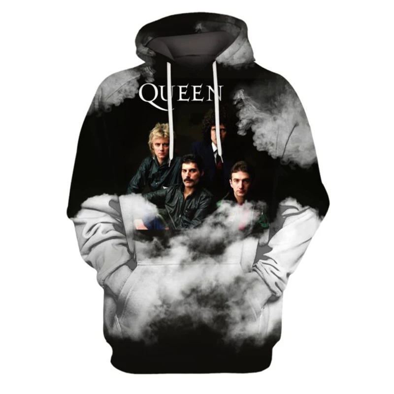 New Rock Band Queen Hoodies Freddie Mercury 3D Print Men Women Hoodie Oversized Streetwear Pullovers Sweatshirts Kids Clothing