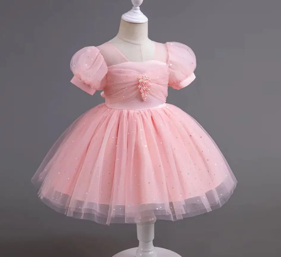 Girl Clothes Girls' Princess Dress for Elegant Party Girls Prom Dresses Tulle BlingBling Gown White Purple Children Clothing 2