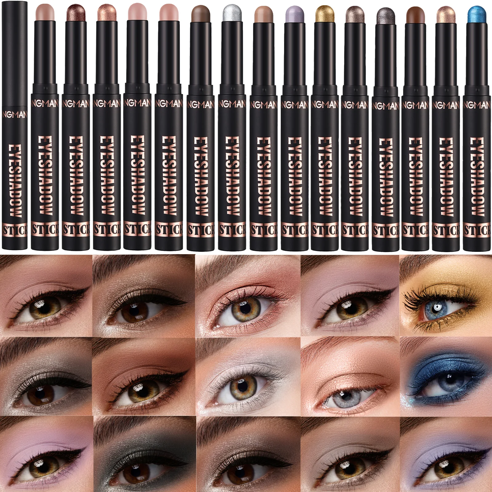 2-in-1 多機能アイシャドウスティック、持続性のある輝き、簡単に汚れず、光沢のある輪郭、昼夜のメイクに不可欠