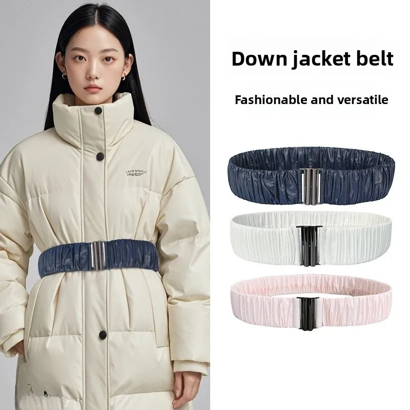 

Женский пуховик с эластичным поясом, плиссированный, свободного кроя, удлиненный, хлопковый, с поясом, повседневный, молодежный, модный аксессуар