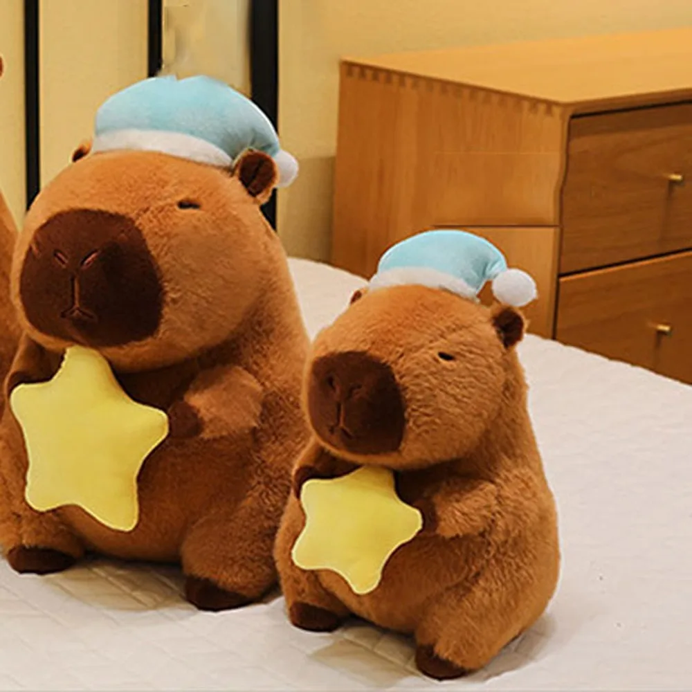 Sleep Hat Goodnight Capybara Doll Star Stuffed Capybara Plush Toy Ins Cartoon Capybara Fluffty Doll Children Gift
